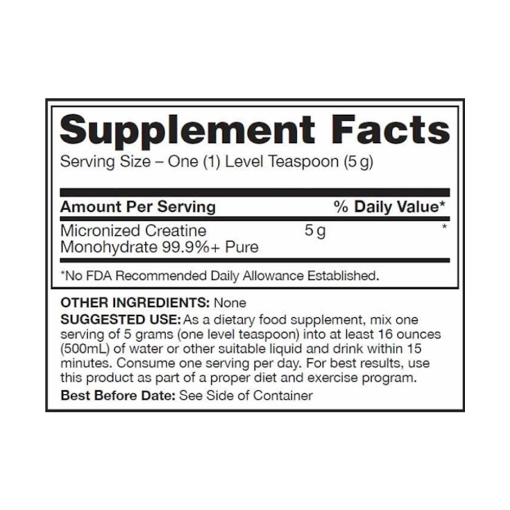 Creatina Ultimate Nutrition 300 gramos tabla nutricional información del producto
